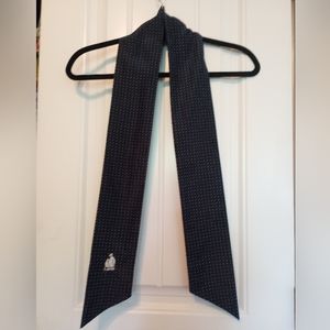 Vintage Lanvin Navy Polka Dot Satin Scarf